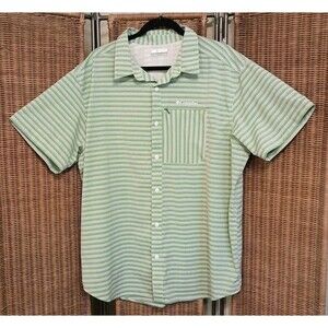 Columbia Omni-Shade Mens Vented Fishing Shirt Size XL Green Striped